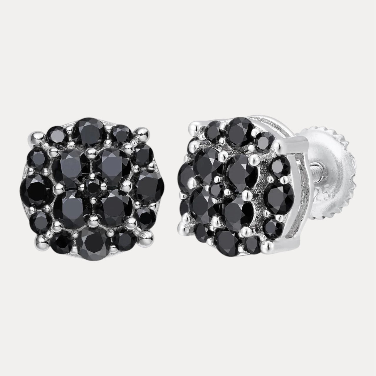 925 Sterling Silver 9mm Cluster Honeycomb Moissanite or CZ Earrings 2ct TW Studs
