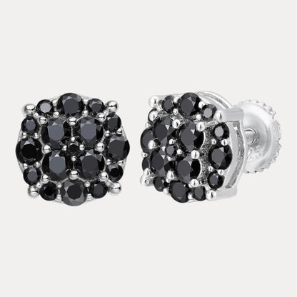 925 Sterling Silver 9mm Cluster Honeycomb Moissanite or CZ Earrings 2ct TW Studs