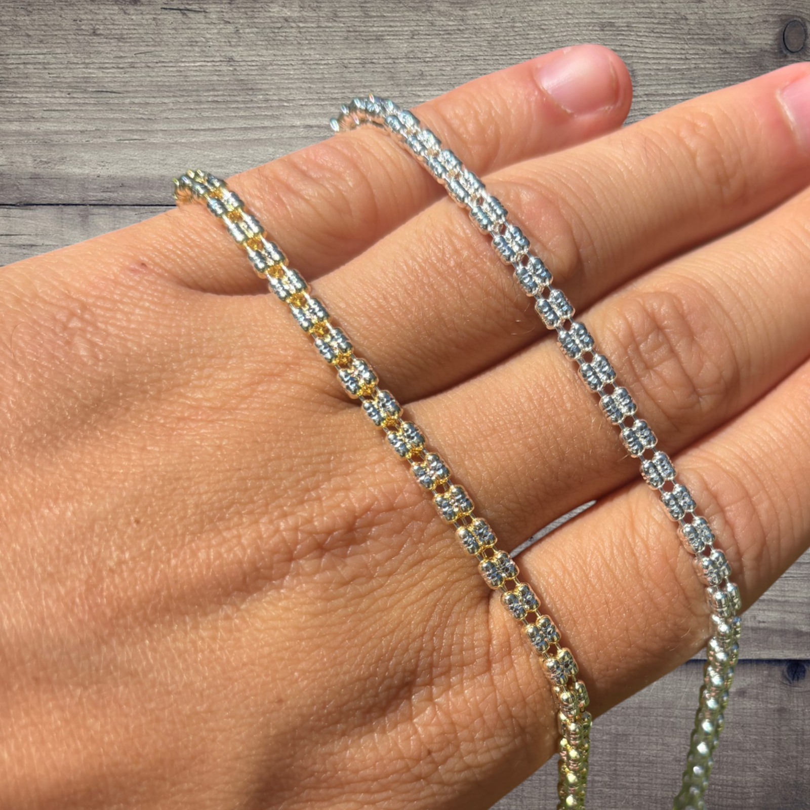 925 Sterling Silver 3-Link Ice Chain Necklace