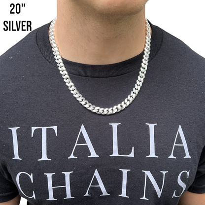 Collier en argent sterling 925 avec chaîne Miami Cuban de 10 mm