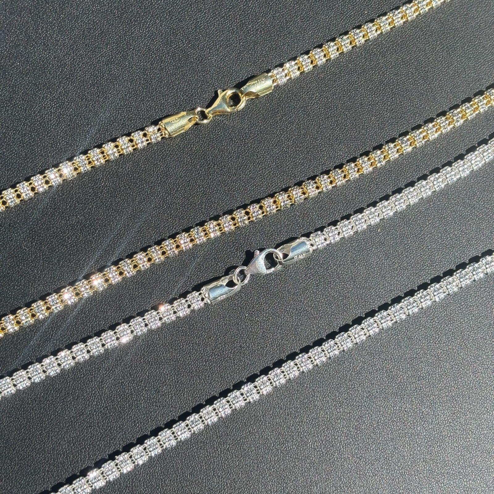 925 Sterling Silver 5-Link Ice Chain Necklace