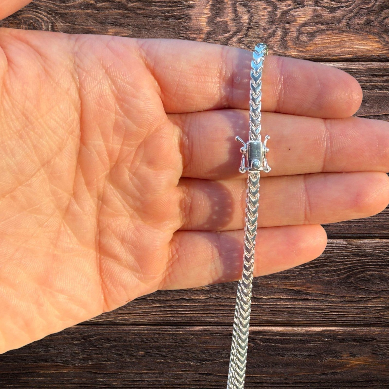 925 Sterling Silver 4mm Box Franco Chain Necklace