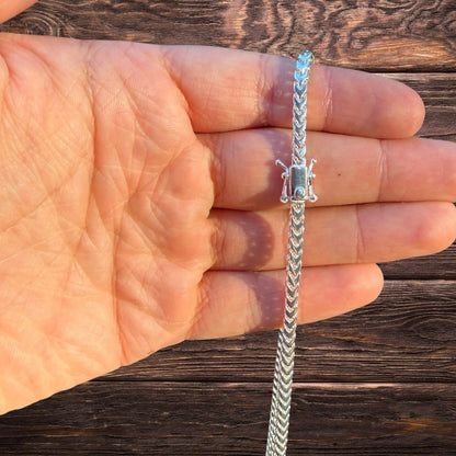 925 Sterling Silver 4mm Box Franco Chain Necklace