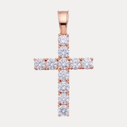925 Sterling Silver Small Tennis Cross Pendant With Moissanite - Large