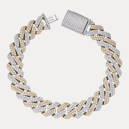 925 Sterling Silver 12mm Moissanite Cuban Prong Bracelet