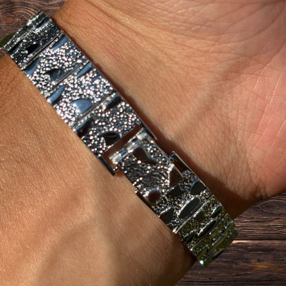 925 Sterling Silver 12mm Custom Nugget Link Bracelet