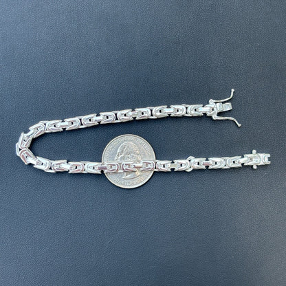 925 Sterling Silver 5mm Byzantine W. Box Clasp Bracelet