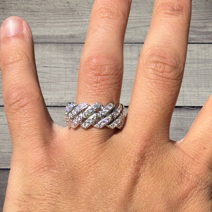 11.5mm 925 Sterling Silver Prong Miami Cuban Ring With Moissanite