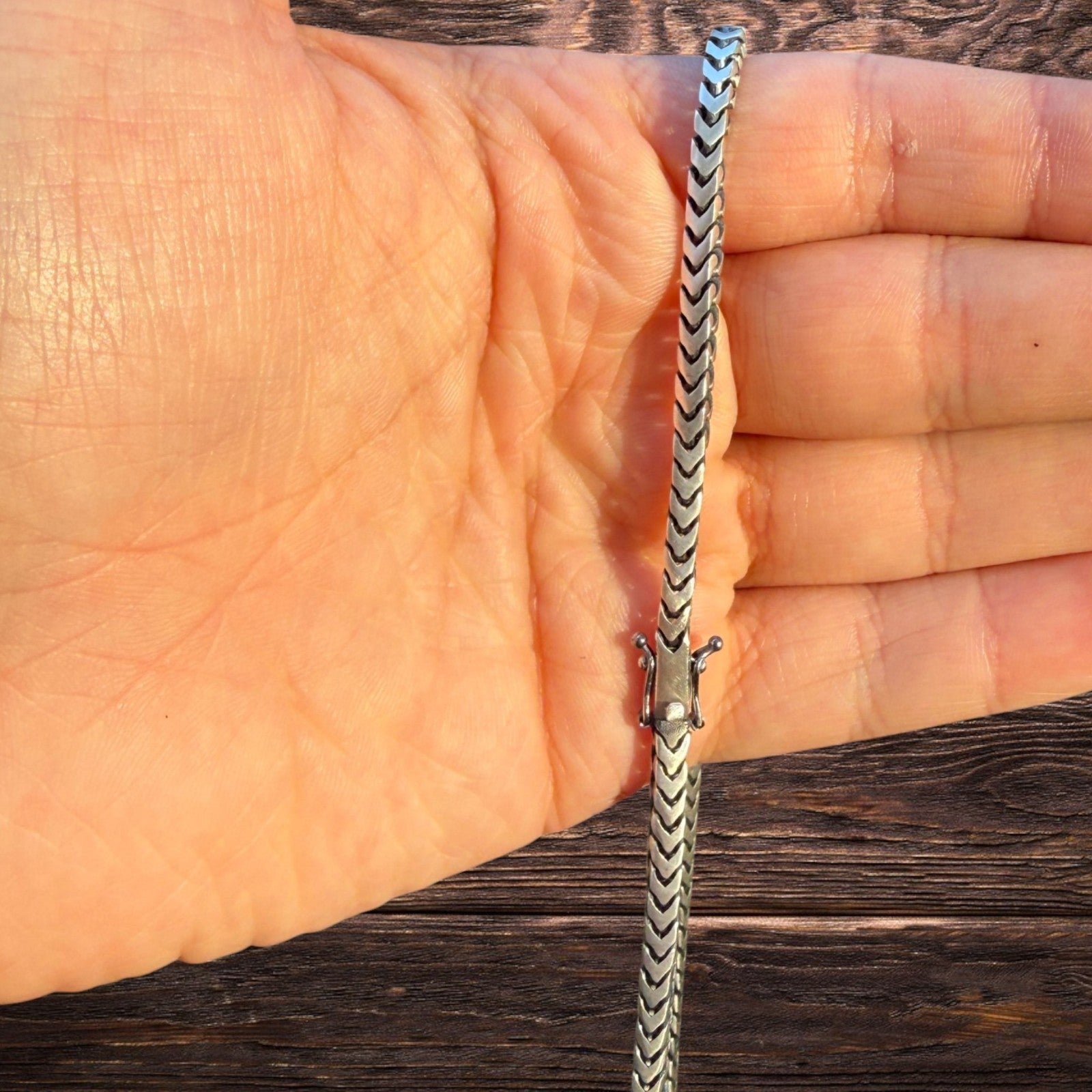 925 Sterling Silver 4mm Box Franco Chain Necklace