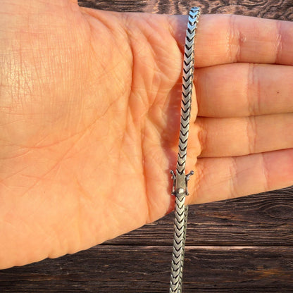 925 Sterling Silver 4mm Box Franco Chain Necklace