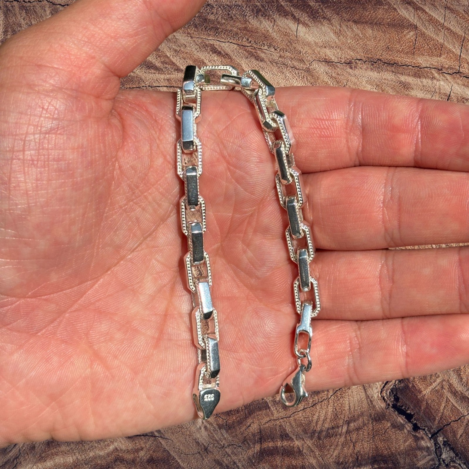 Bracelet Hermès fantaisie en argent sterling 925 de 7 mm 