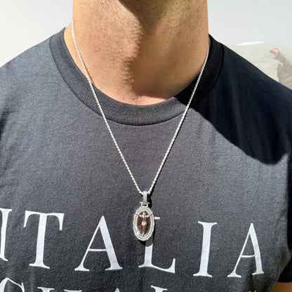 925 Sterling Silver Jesus Medallion Pendant With Moissanite