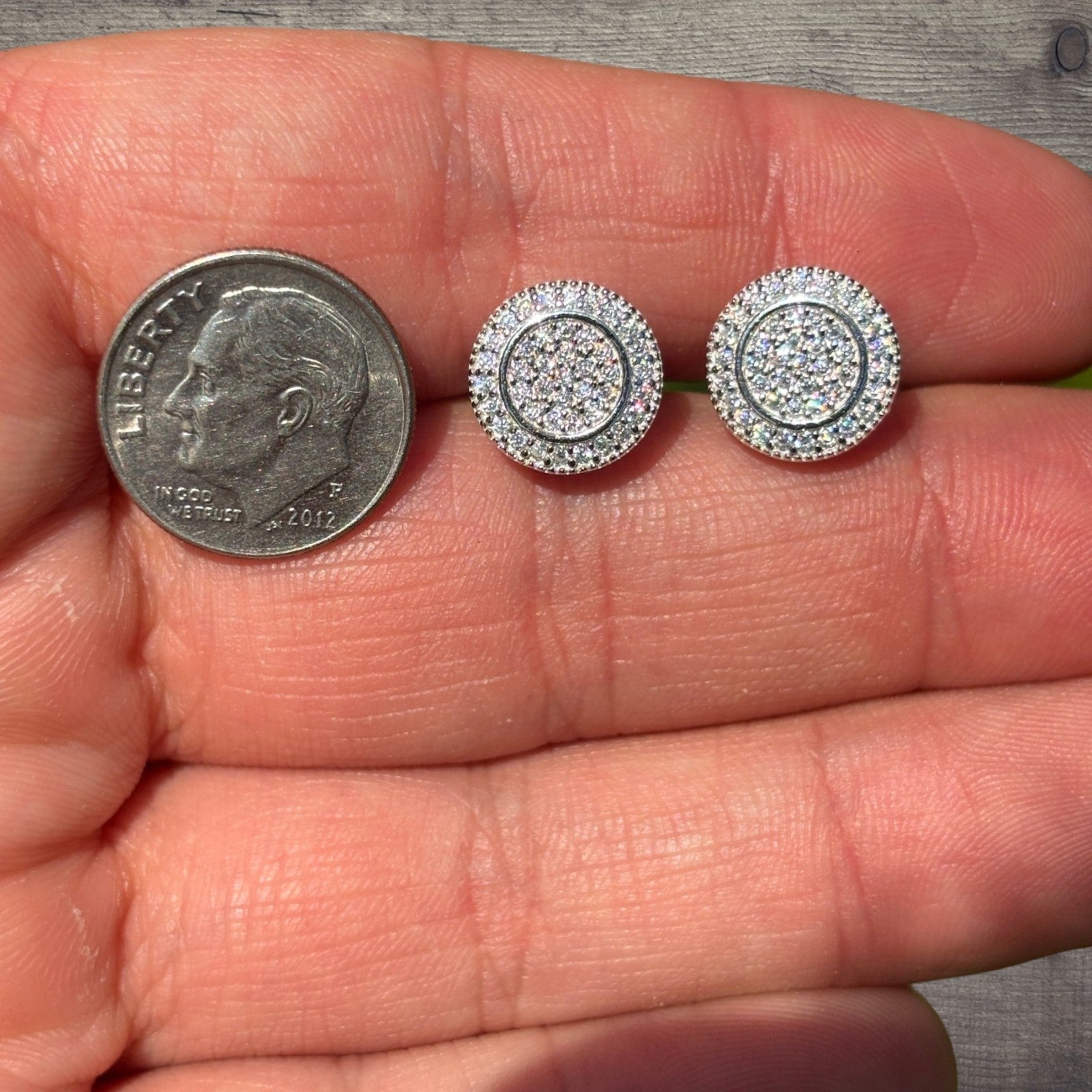 925 Sterling Silver 11mm Round Moissanite or CZ Stud Earrings 2.5ct TW