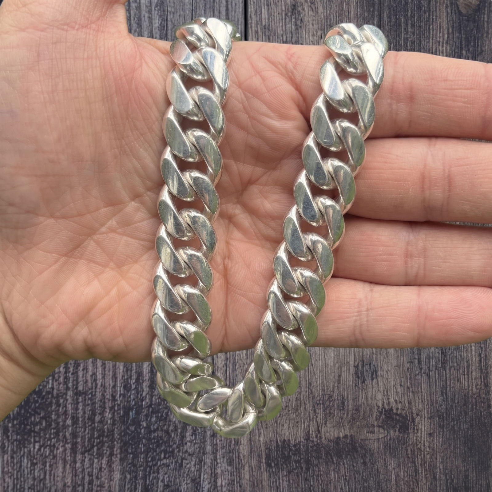 18mm Miami Cuban Chain Necklace - Real Solid 999 Fine Silver HANDMADE IN ITALY