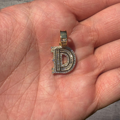 925 Sterling Silver Baguette Letter Pendant With Moissanite
