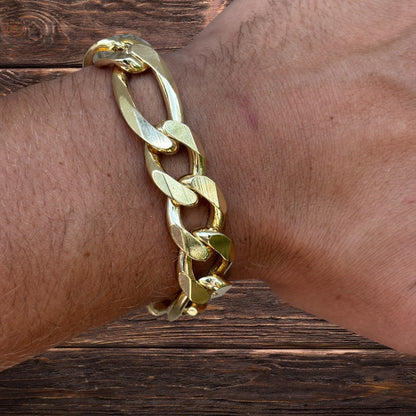 Bracelet Figaro en argent sterling 925 de 15 mm