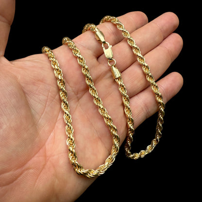 925 Sterling Silver 5mm Diamond Cut Rope Chain Necklace