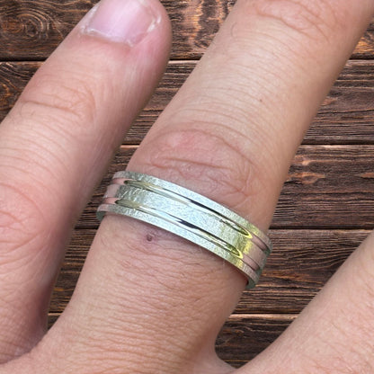925 Sterling Silver Classic Scraped Wedding Band Ring