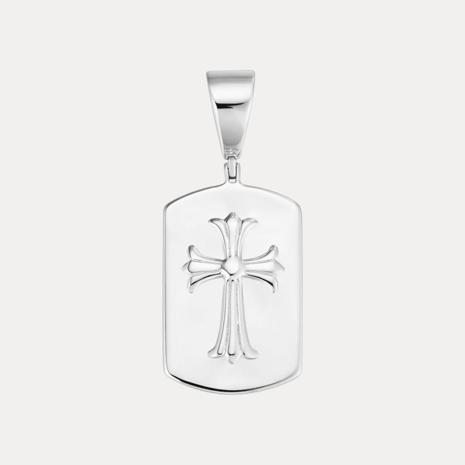 925 Sterling Silver Cross Hearts Dog Tag Pendant - Small
