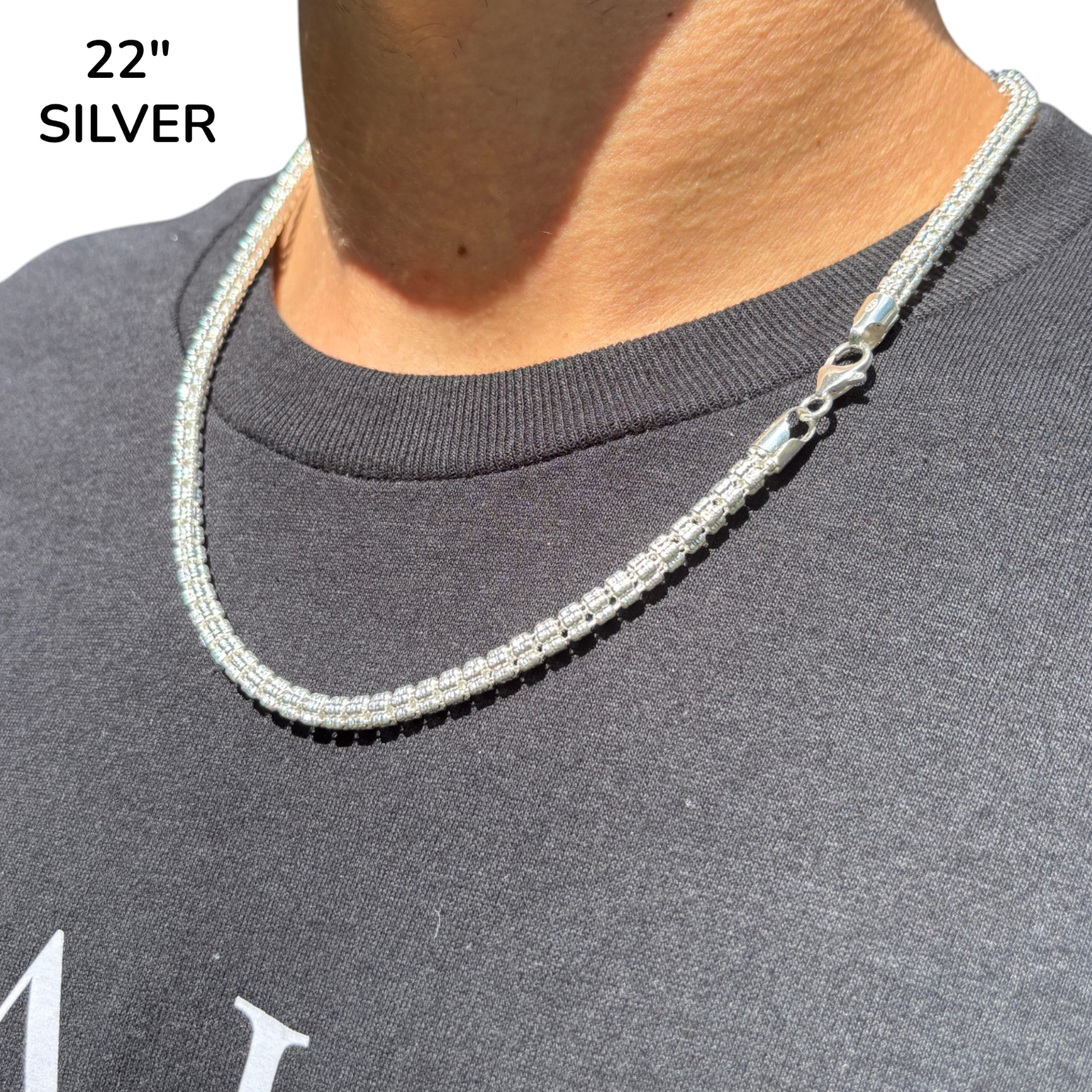 925 Sterling Silver 5-Link Ice Chain Necklace