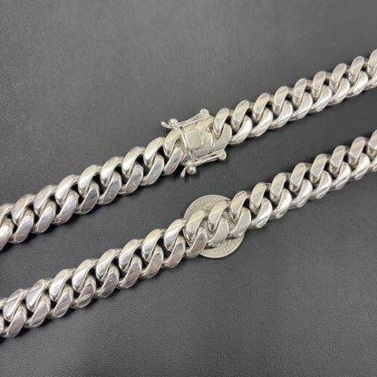 16mm Miami Cuban Chain Necklace - Real Solid 999 Fine Silver HANDMADE IN ITALY