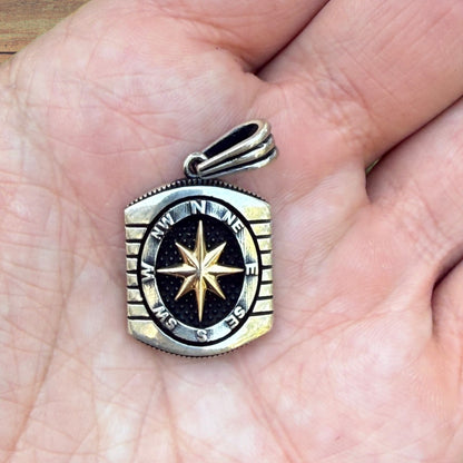 925 Sterling Silver Compass Pendant