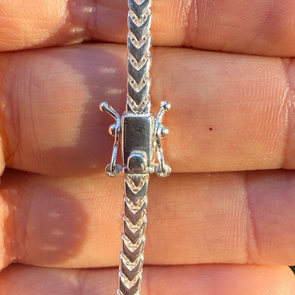 925 Sterling Silver 4mm Box Franco Chain Necklace