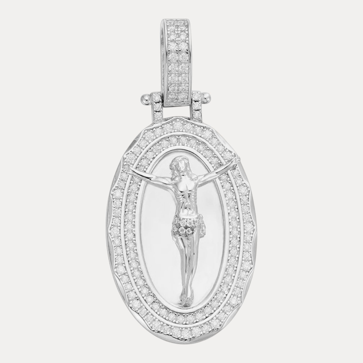 925 Sterling Silver Jesus Medallion Pendant With Moissanite