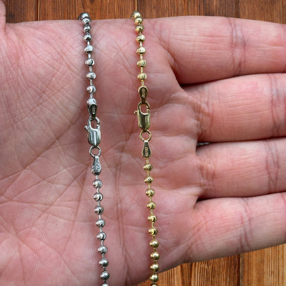 925 Sterling Silver 3mm Bead Chain Necklace