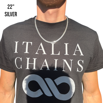 Collier à double chaîne gourmette de 8 mm en argent sterling 925