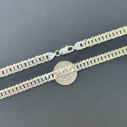 Collier à double chaîne gourmette de 8 mm en argent sterling 925