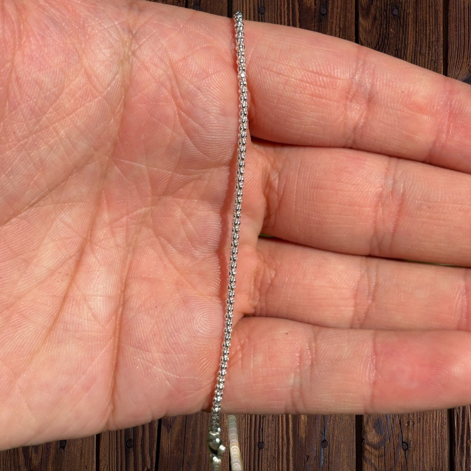 925 Sterling Silver 2mm Popcorn Ice Link Chain Necklace