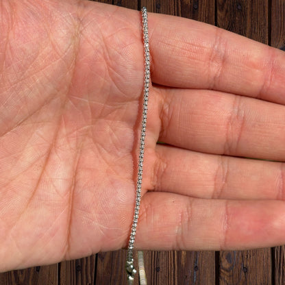 925 Sterling Silver 2mm Popcorn Ice Link Chain Necklace