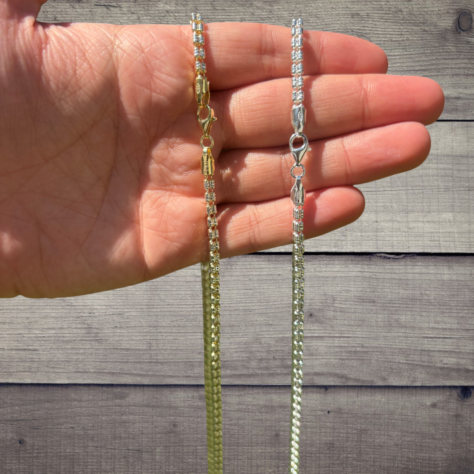 925 Sterling Silver 3-Link Ice Chain Necklace