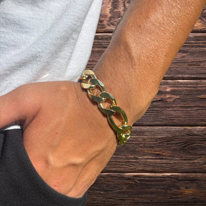 Bracelet Figaro en argent sterling 925 de 15 mm