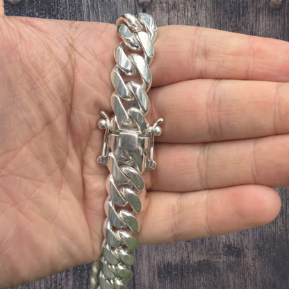 16mm Miami Cuban Chain Necklace - Real Solid 999 Fine Silver HANDMADE IN ITALY