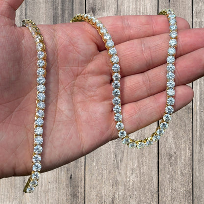 Cadena de tenis de 5 mm en plata de ley 925 con circonita cúbica o moissanita