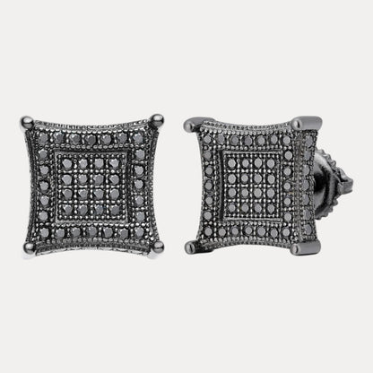 925 Sterling Silver 11mm Square Kite Moissanite or CZ Stud Earrings 2.8ct TW