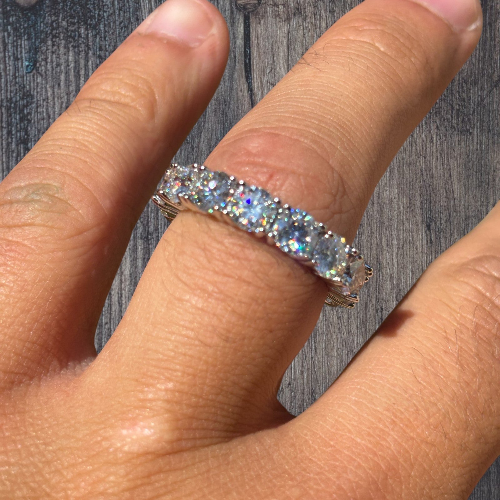 925 Sterling Silver 5-Stone Freshwater Pearl Eternity Band Ring - Sizes K To S