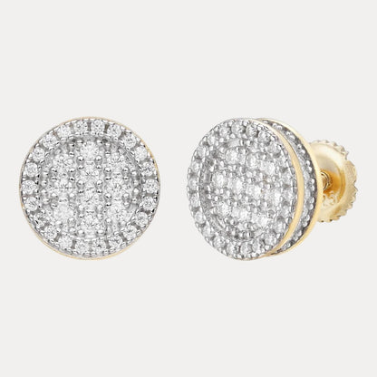 925 Sterling Silver 10.5mm Round 3D Cluster Moissanite or CZ Stud Earrings 2.5ct TW