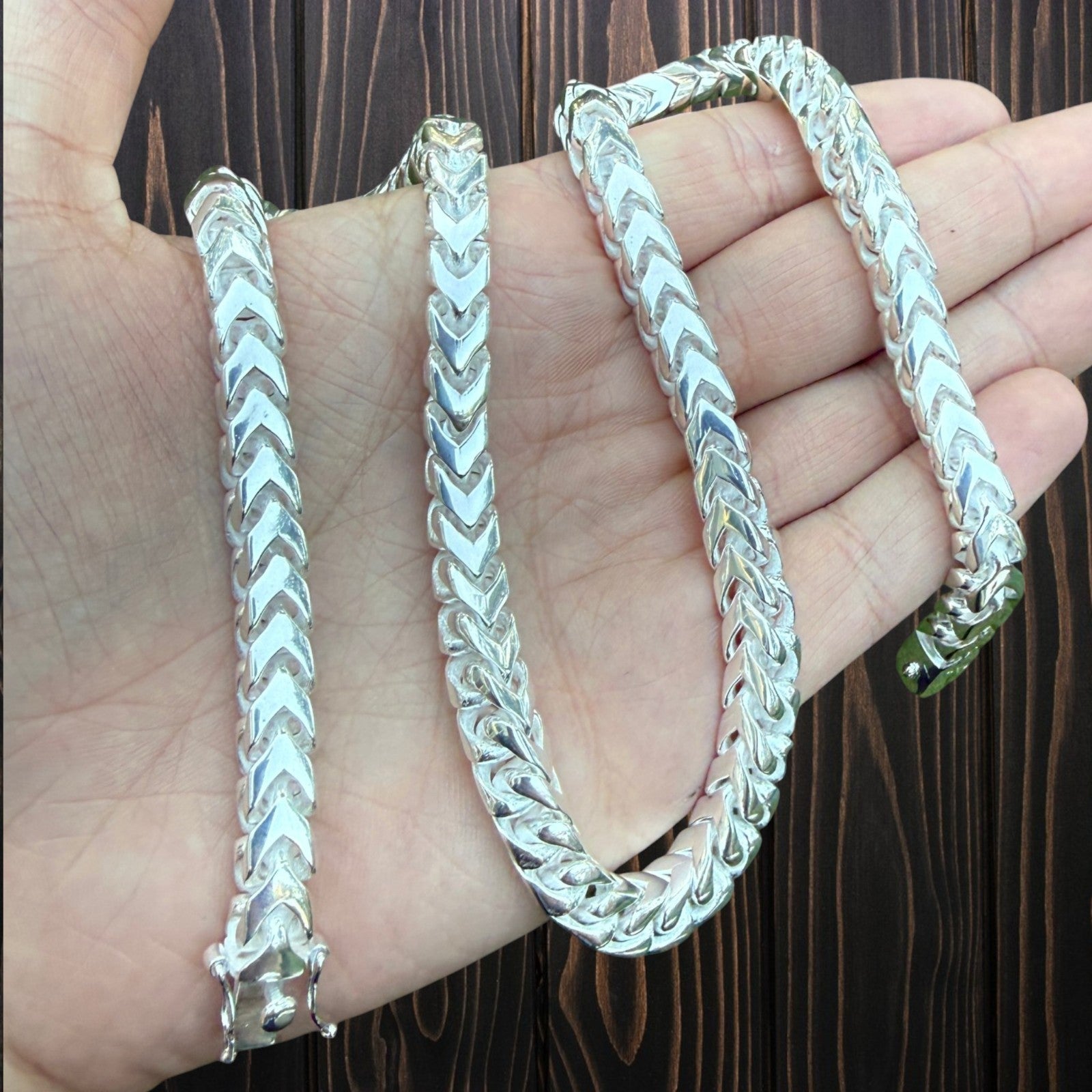 925 Sterling Silver 8mm Box Franco Chain Necklace