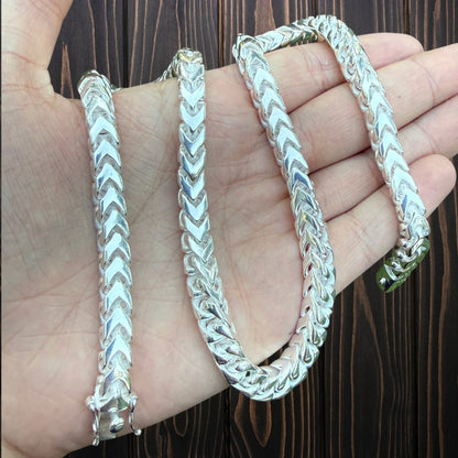 925 Sterling Silver 8mm Box Franco Chain Necklace