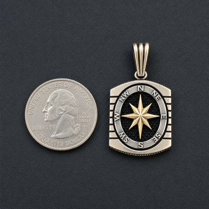 925 Sterling Silver Compass Pendant