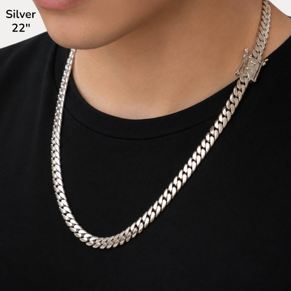 999 Fine Silver 8mm Miami Cuban Chain Necklace