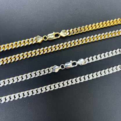 Collier en argent sterling 925 avec chaîne cubaine Miami taille diamant de 7 mm