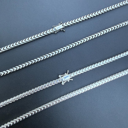 925 Sterling Silver 4mm Box Franco Chain Necklace