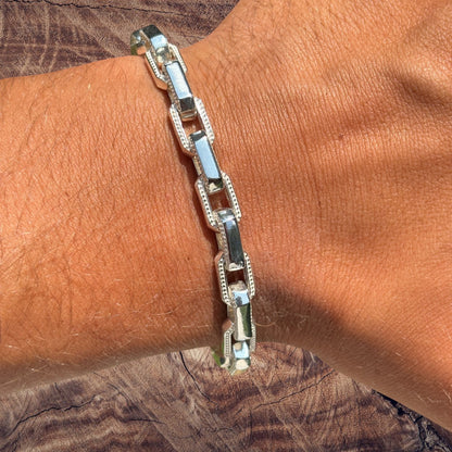 Bracelet Hermès fantaisie en argent sterling 925 de 7 mm 