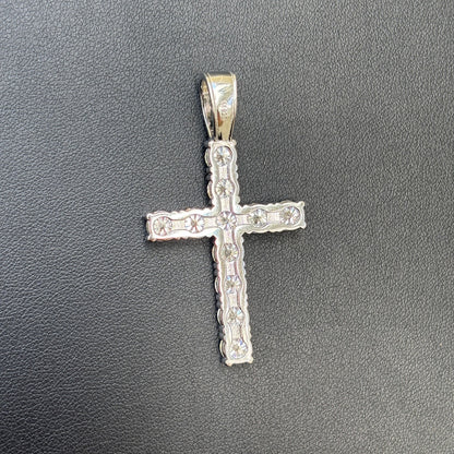925 Sterling Silver Small Tennis Cross Pendant With Moissanite - Large