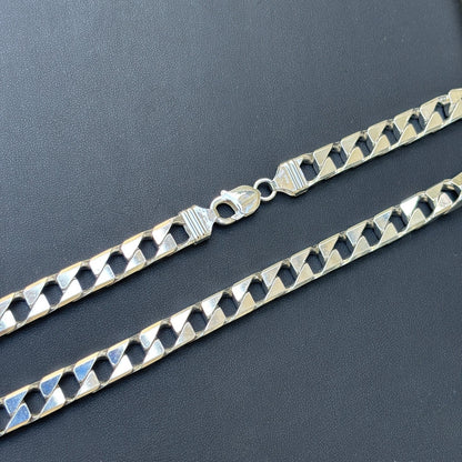 925 Sterling Silver 10mm Square Curb Chain Necklace