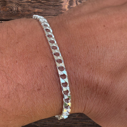 Bracelet gourmette carré en argent sterling 925 de 4 mm 
